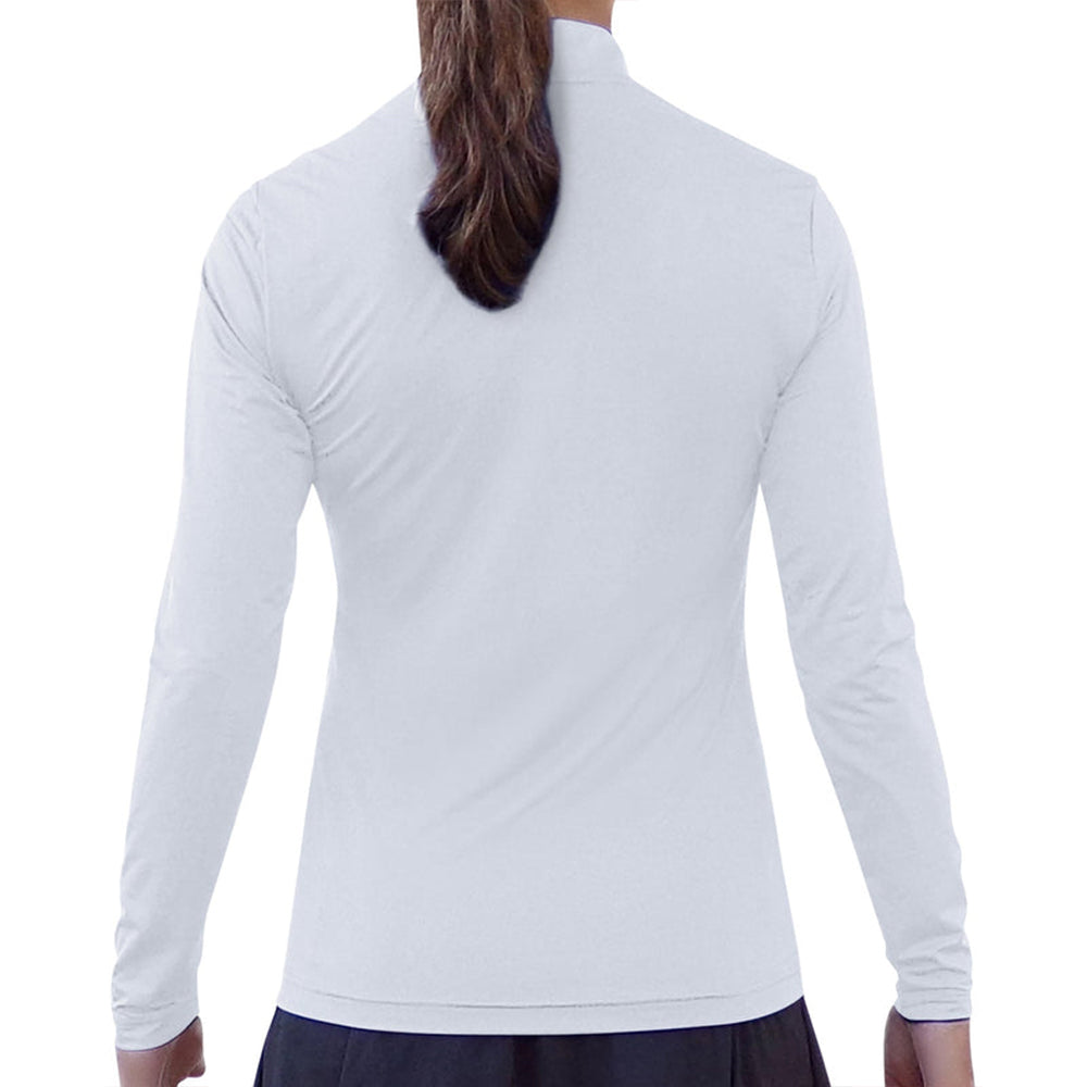 Picckleball Bella Camiseta de manga larga con cremallera de 1/4, blanco clásico