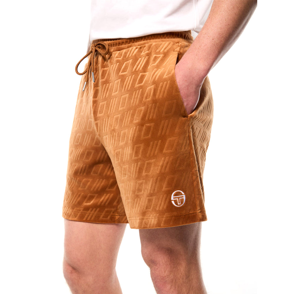 Sergio Tacchini Bandiera Pantalón Corto de Terciopelo Repujado | Azúcar Almendra