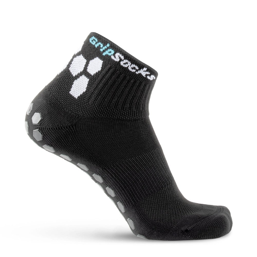 Athletic Socks with Grips - 1/4 Crew - Black