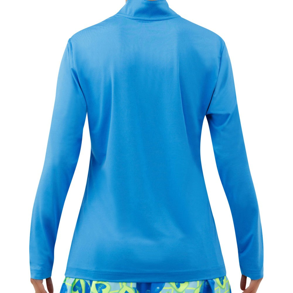 Camiseta de manga larga con cremallera Picckleball Bella 1/4, color azul eléctrico