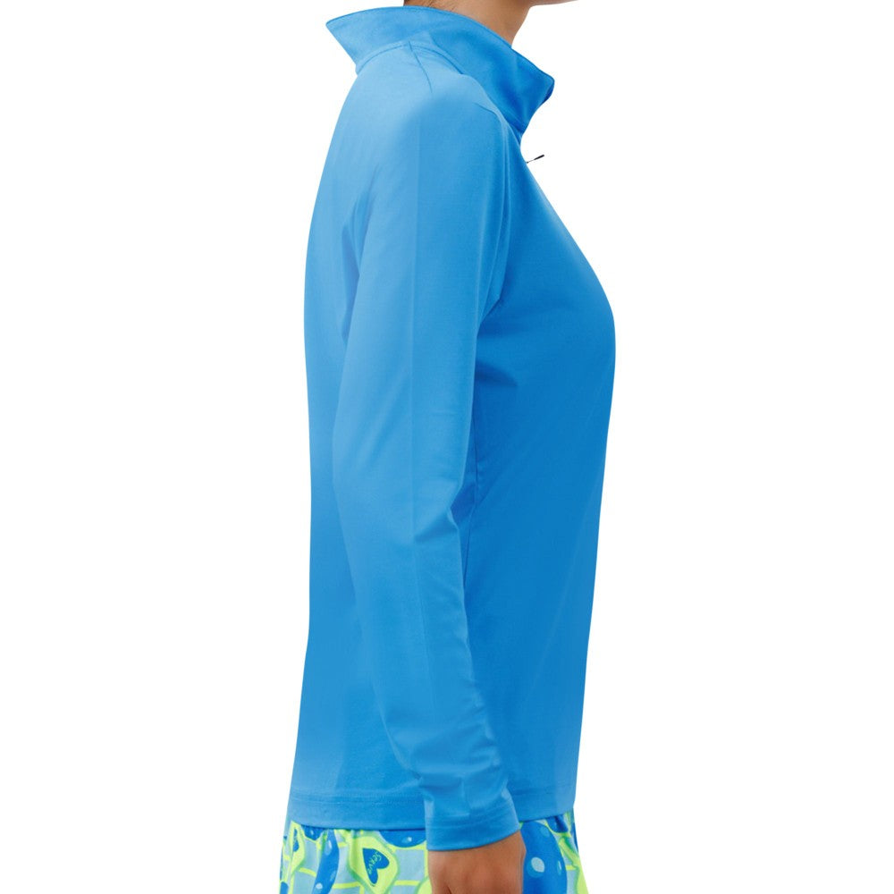 Camiseta de manga larga con cremallera Picckleball Bella 1/4, color azul eléctrico