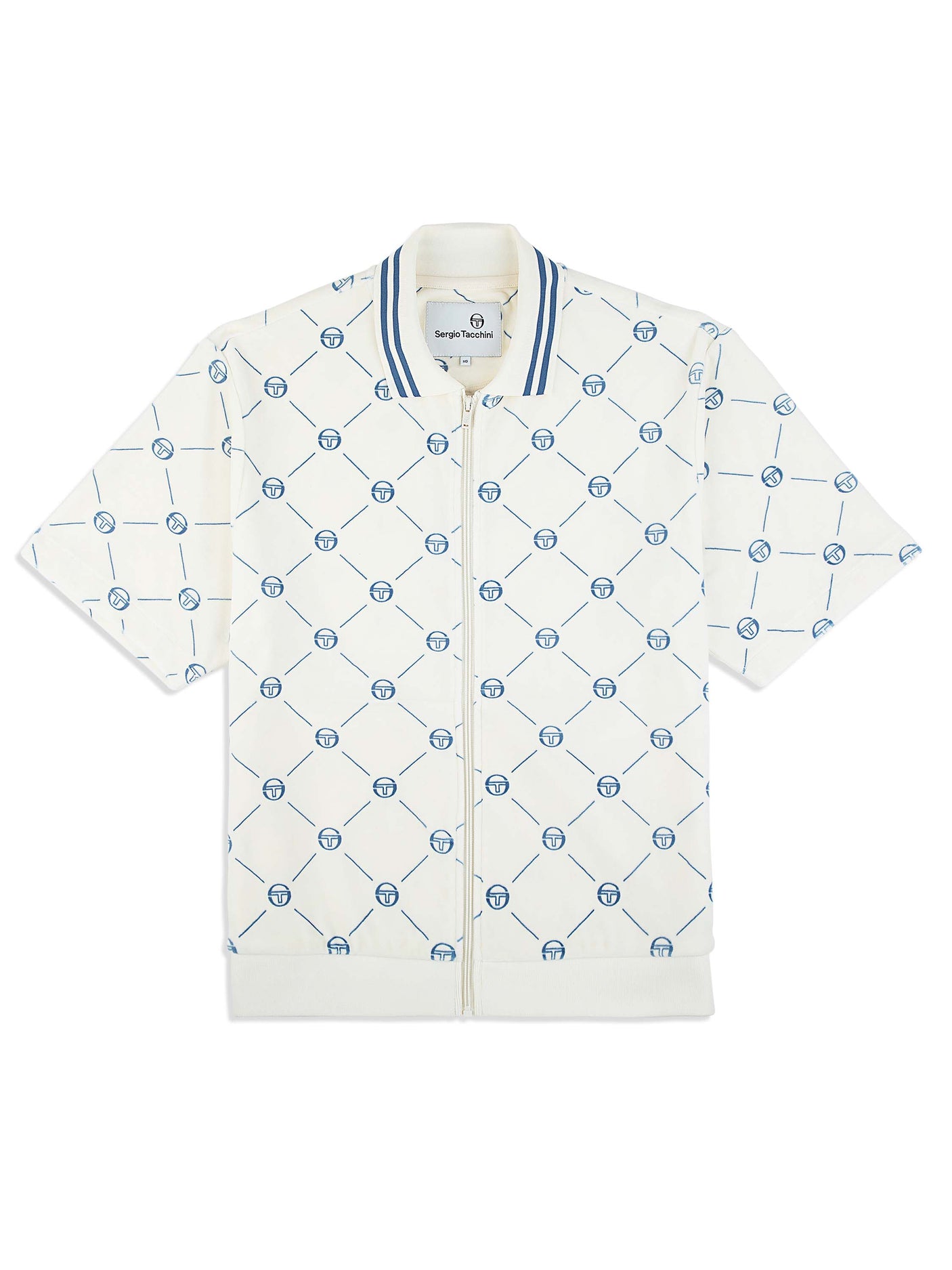 Sergio Tacchini Cosimo Velour Zip -Up Polo - Gardenia