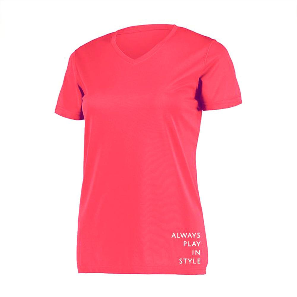 Camiseta Rosa de Manga Corta y Cuello en V Picckleball Bella
