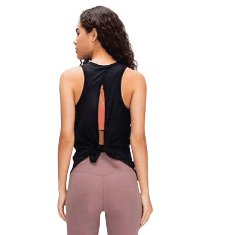 Crush Sports Women Black Tie Back Tank Top