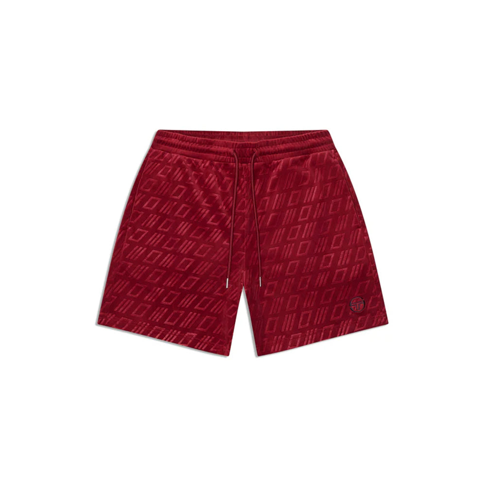 Sergio Tacchini Bandiera Pantalones Cortos de Velour Repujado | Ruibarbo