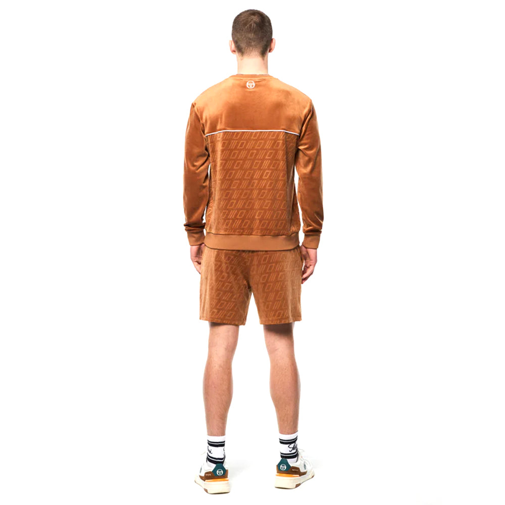 Sergio Tacchini Bandiera Debossed Velour Crewneck | Almendra Azucarada