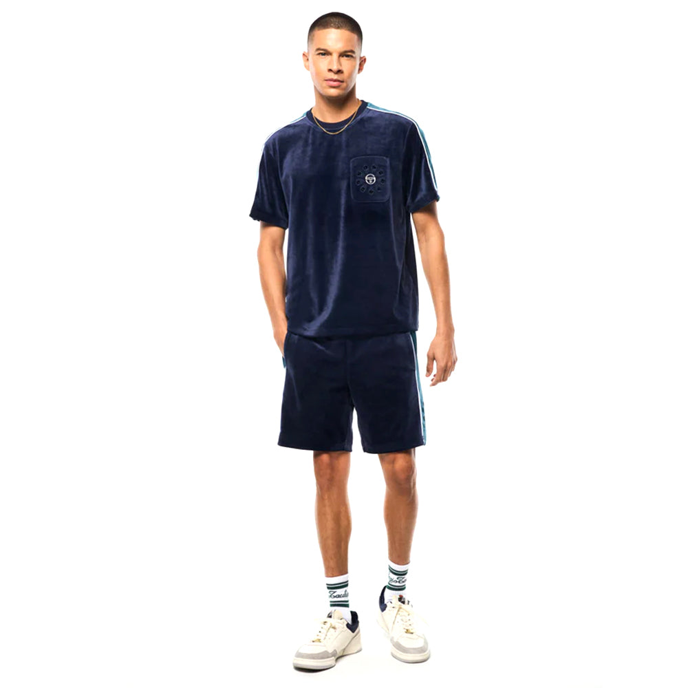 Sergio Tacchini Cresta Velour Pocket Shirt | Maritime Blue