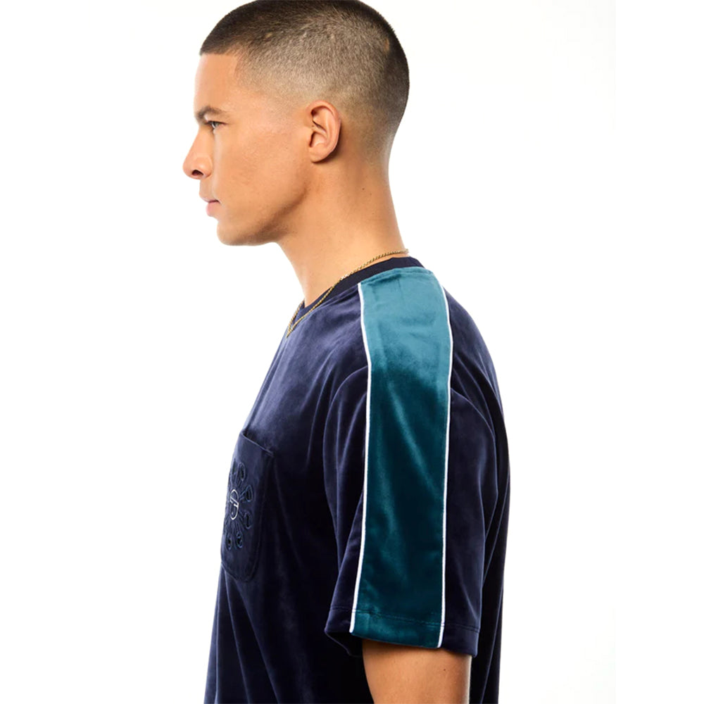 Sergio Tacchini Cresta Velour Pocket Shirt | Maritime Blue