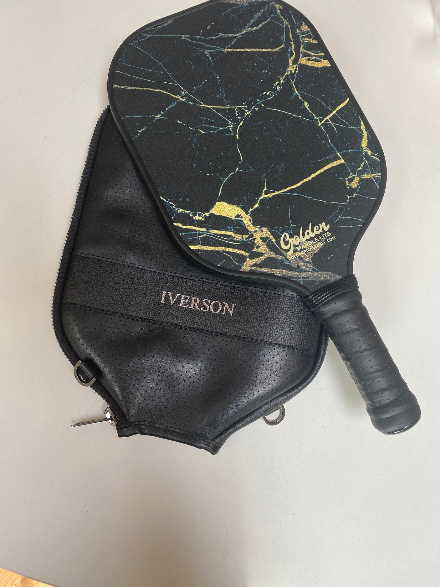 Fenix Sportier “The Addict” Leather Pickleball Bag - Black/Gunmetal