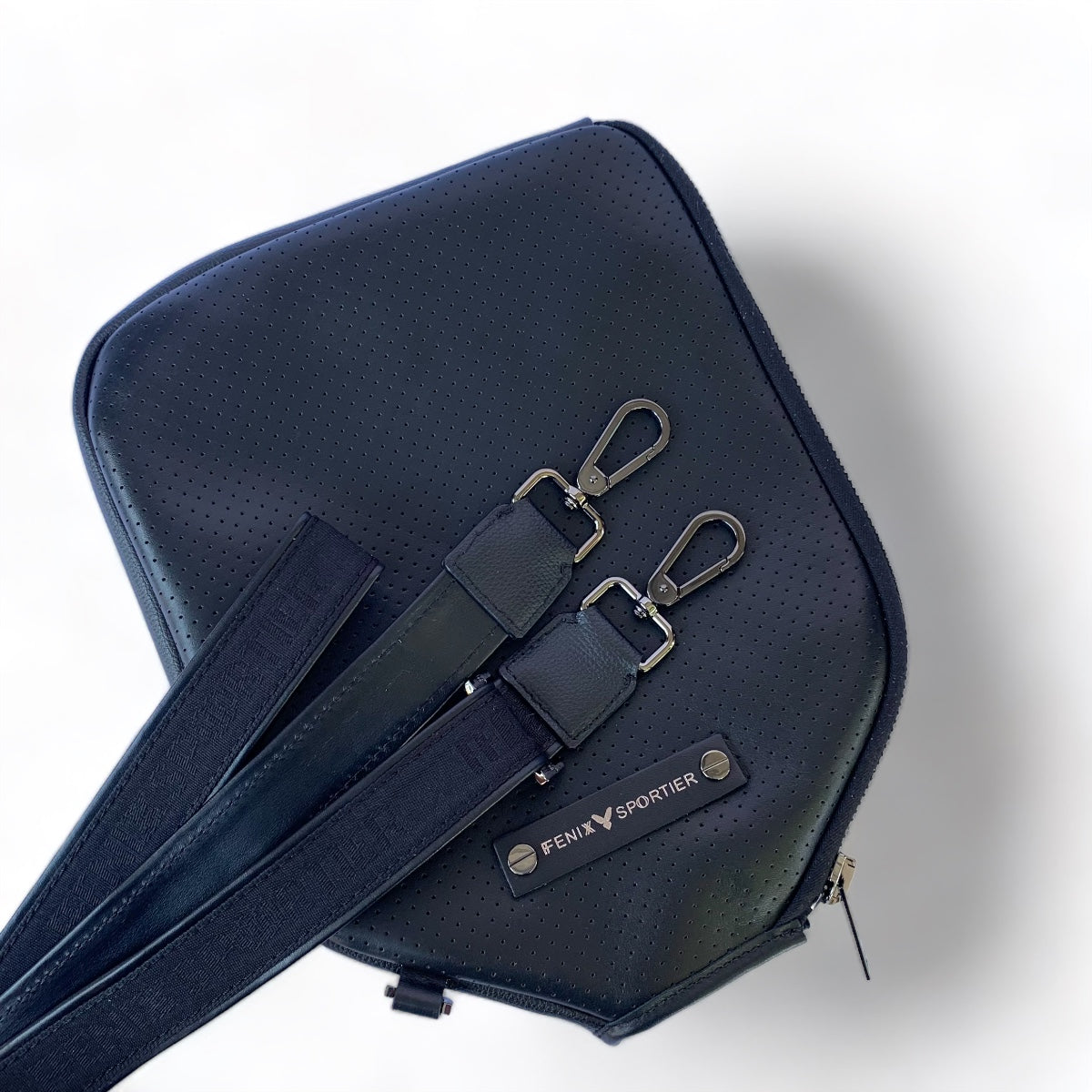 Fenix Sportier “The Addict” Leather Pickleball Bag - Black/Gunmetal