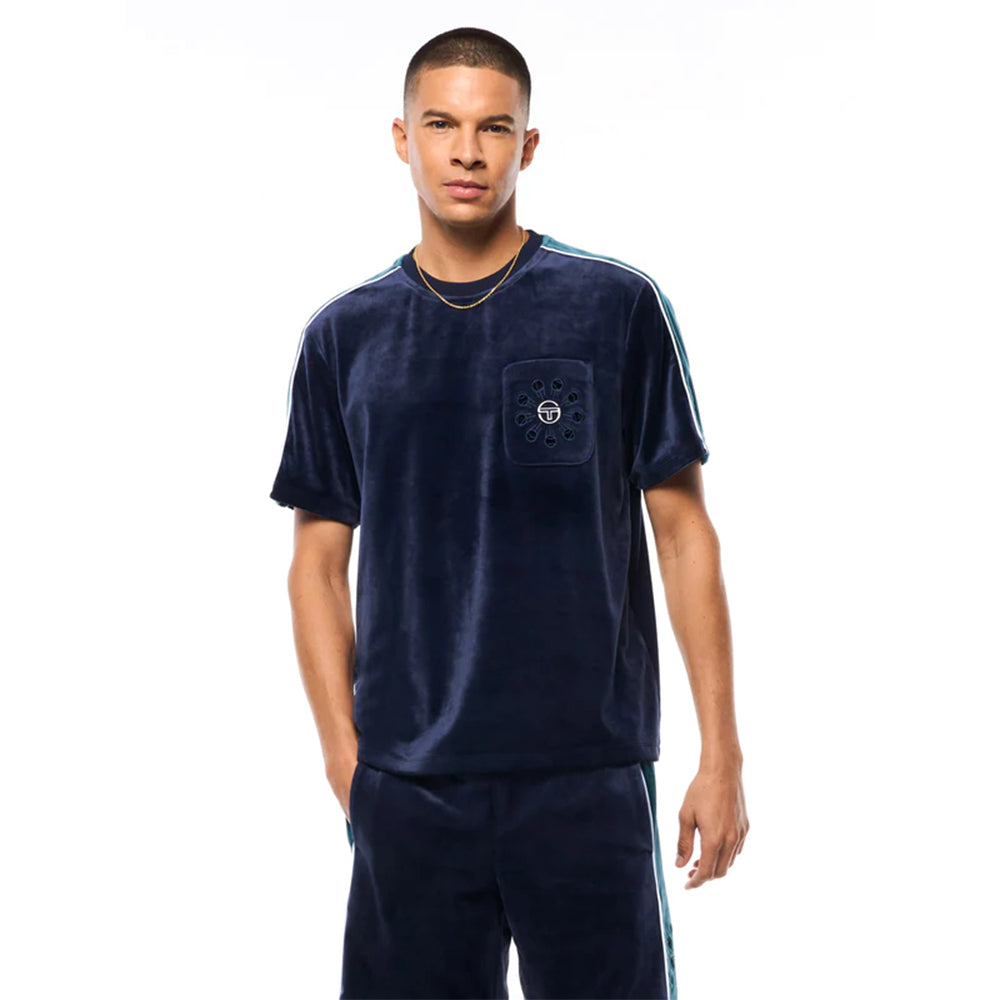 Sergio Tacchini Cresta Velour Pocket Shirt | Maritime Blue