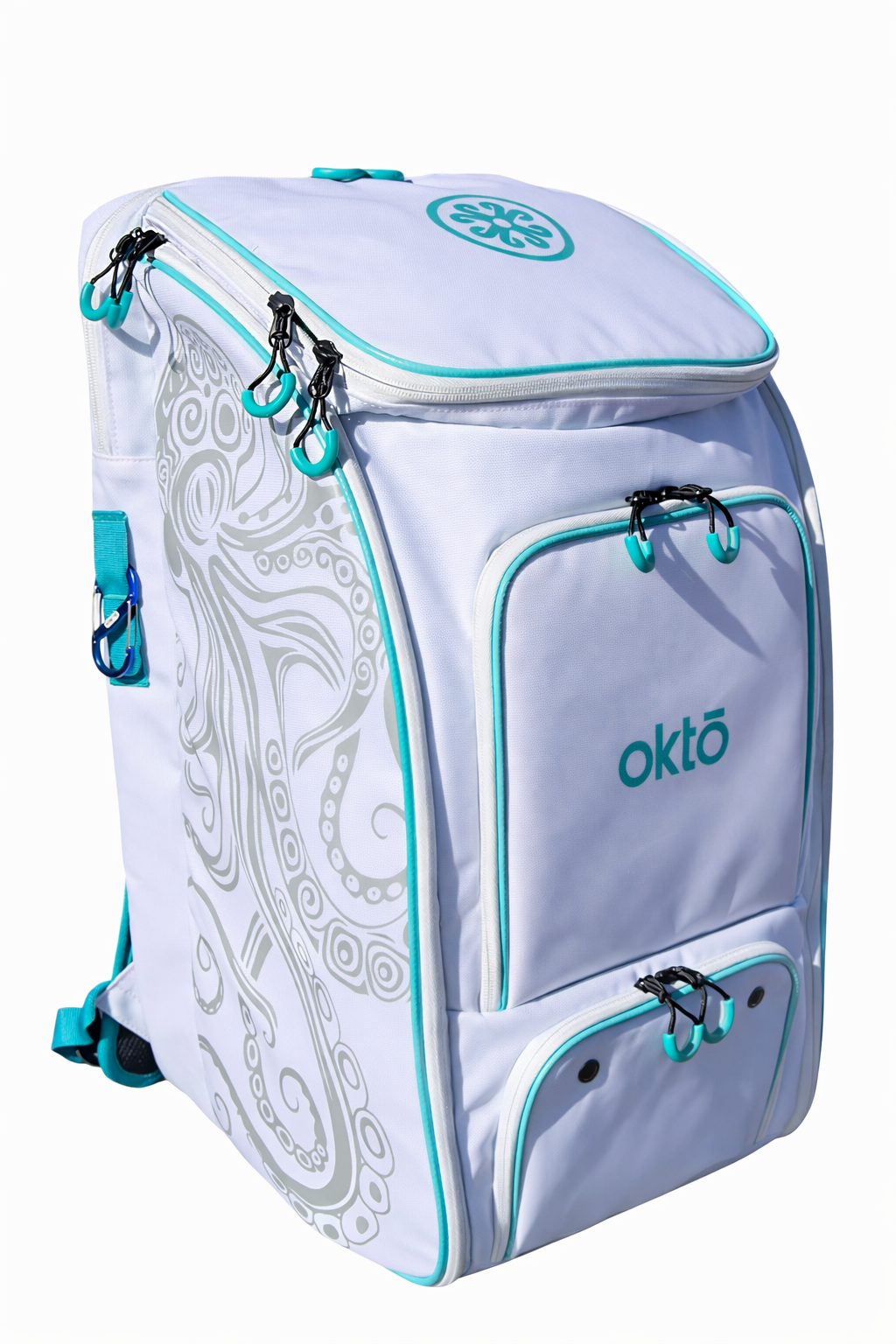 Mochila Oktō Pro Elite para deportes de remo | Blanco y cerceta