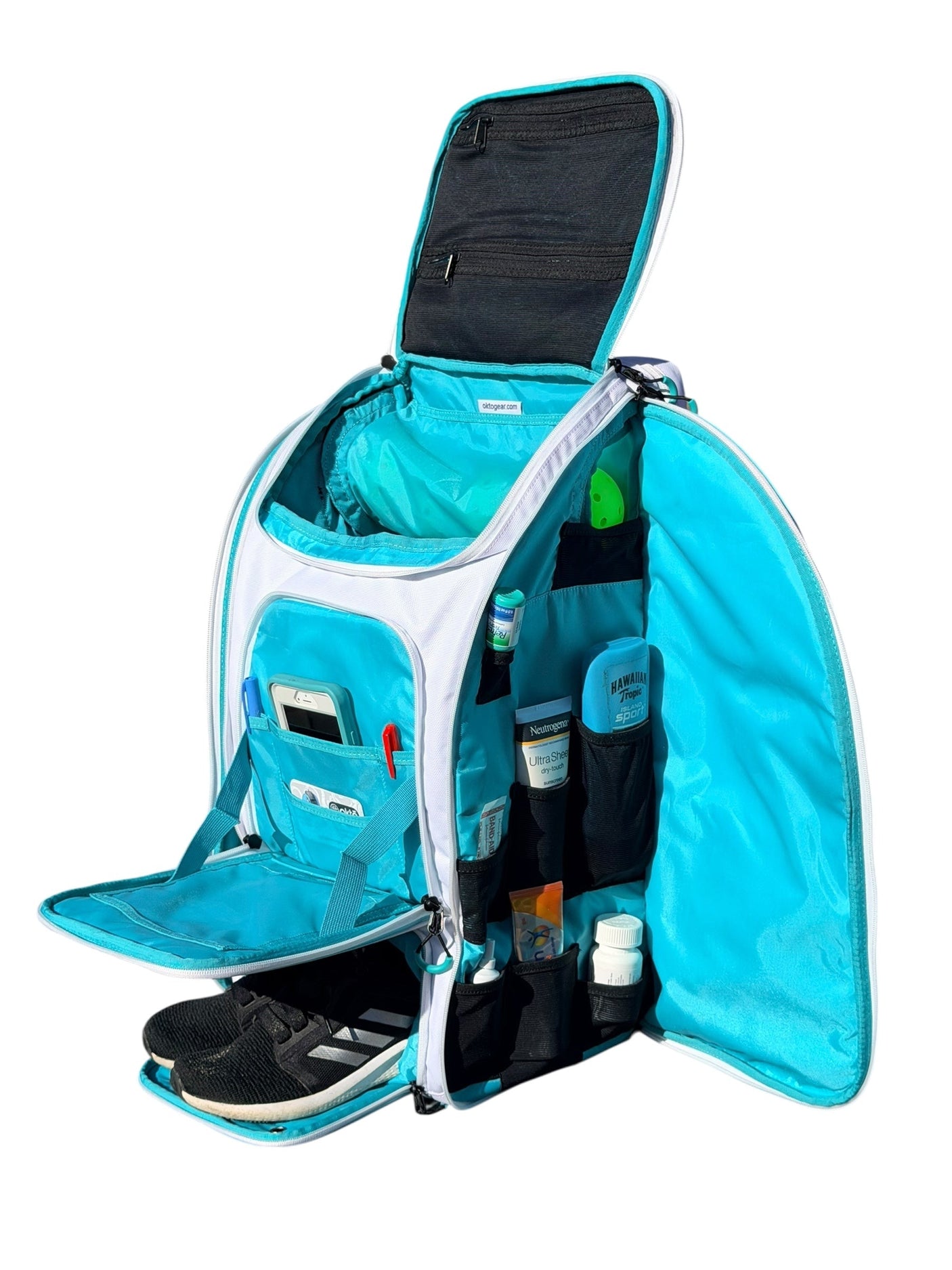 Mochila Oktō Pro Elite para deportes de remo | Blanco y cerceta