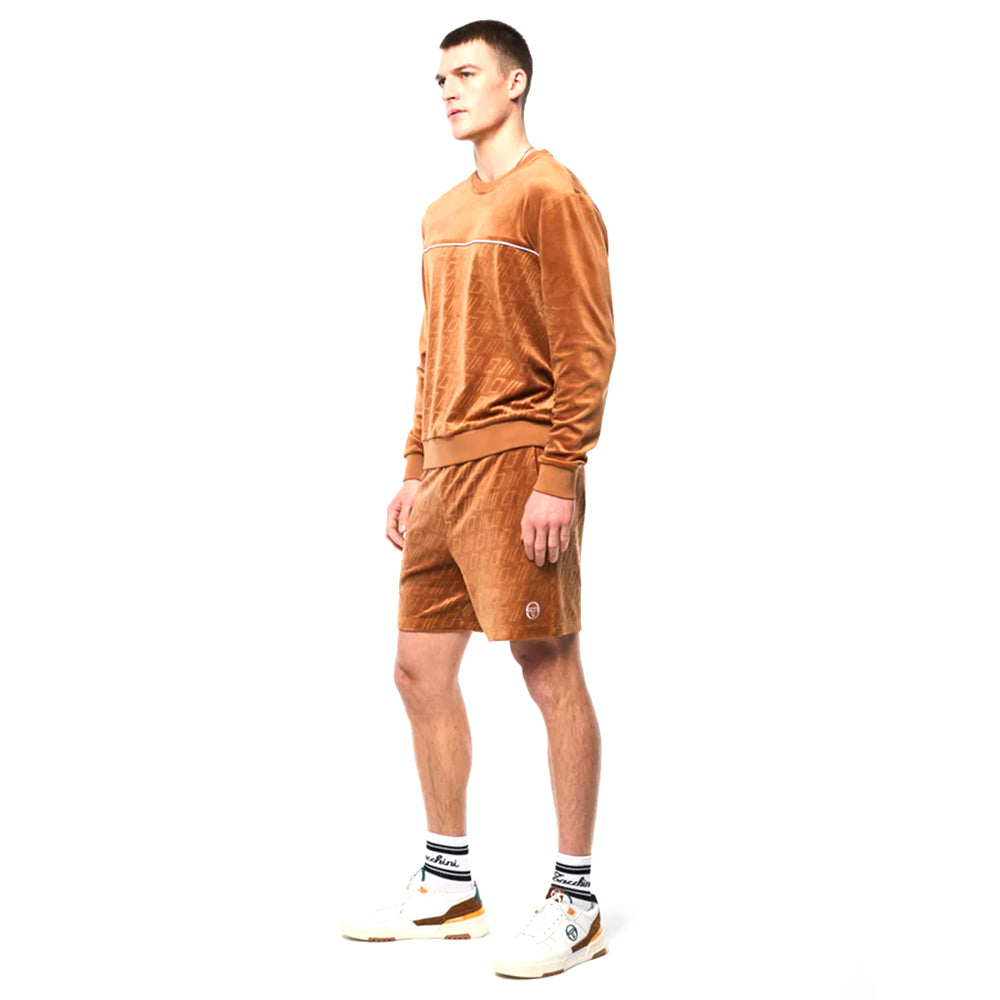 Sergio Tacchini Bandiera Debossed Velour Crewneck | Almendra Azucarada