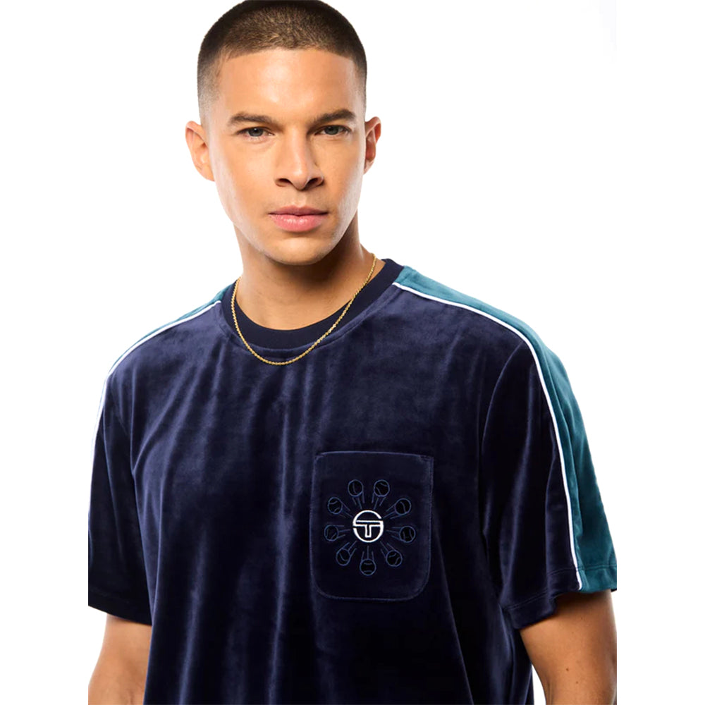 Sergio Tacchini Cresta Velour Pocket Shirt | Maritime Blue