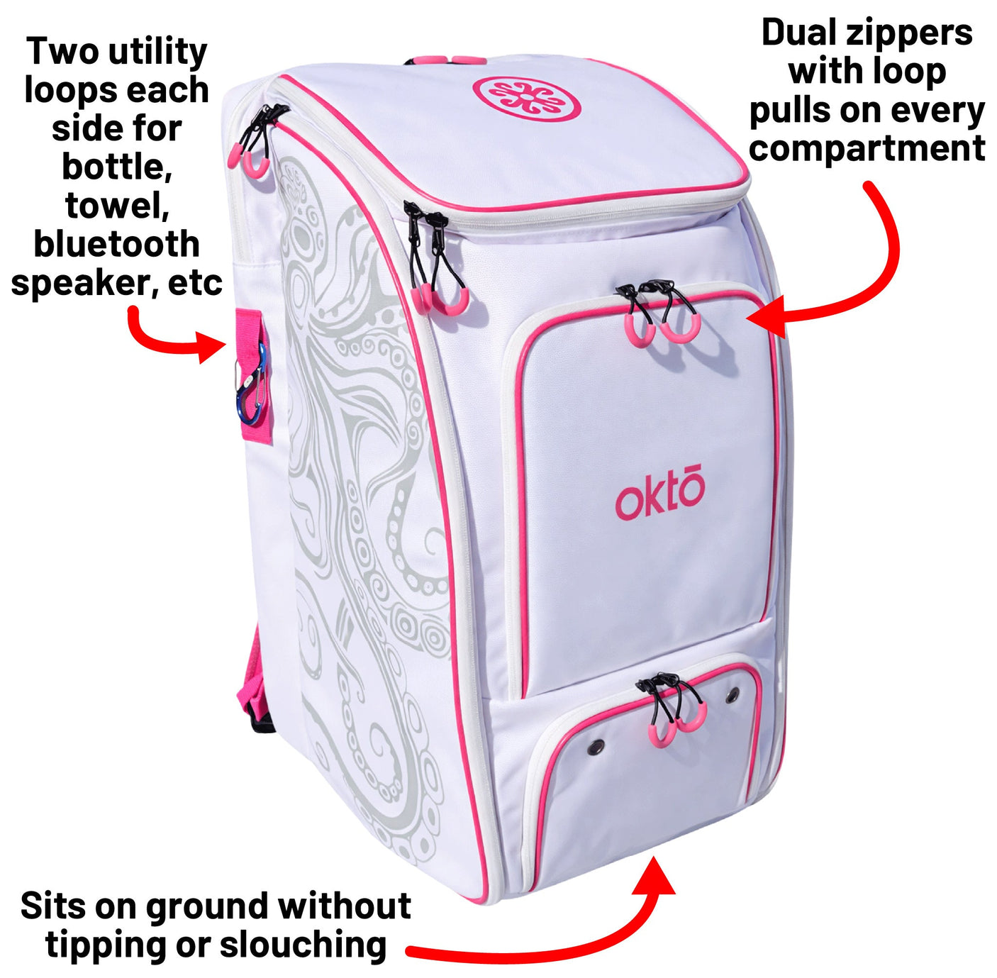 Oktō Pro Elite Paddle Sports Backpack | White & Pink