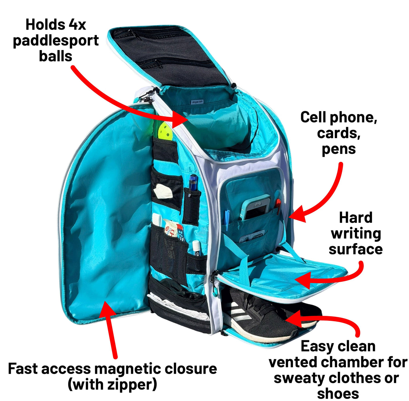 Mochila Oktō Pro Elite para deportes de remo | Blanco y cerceta