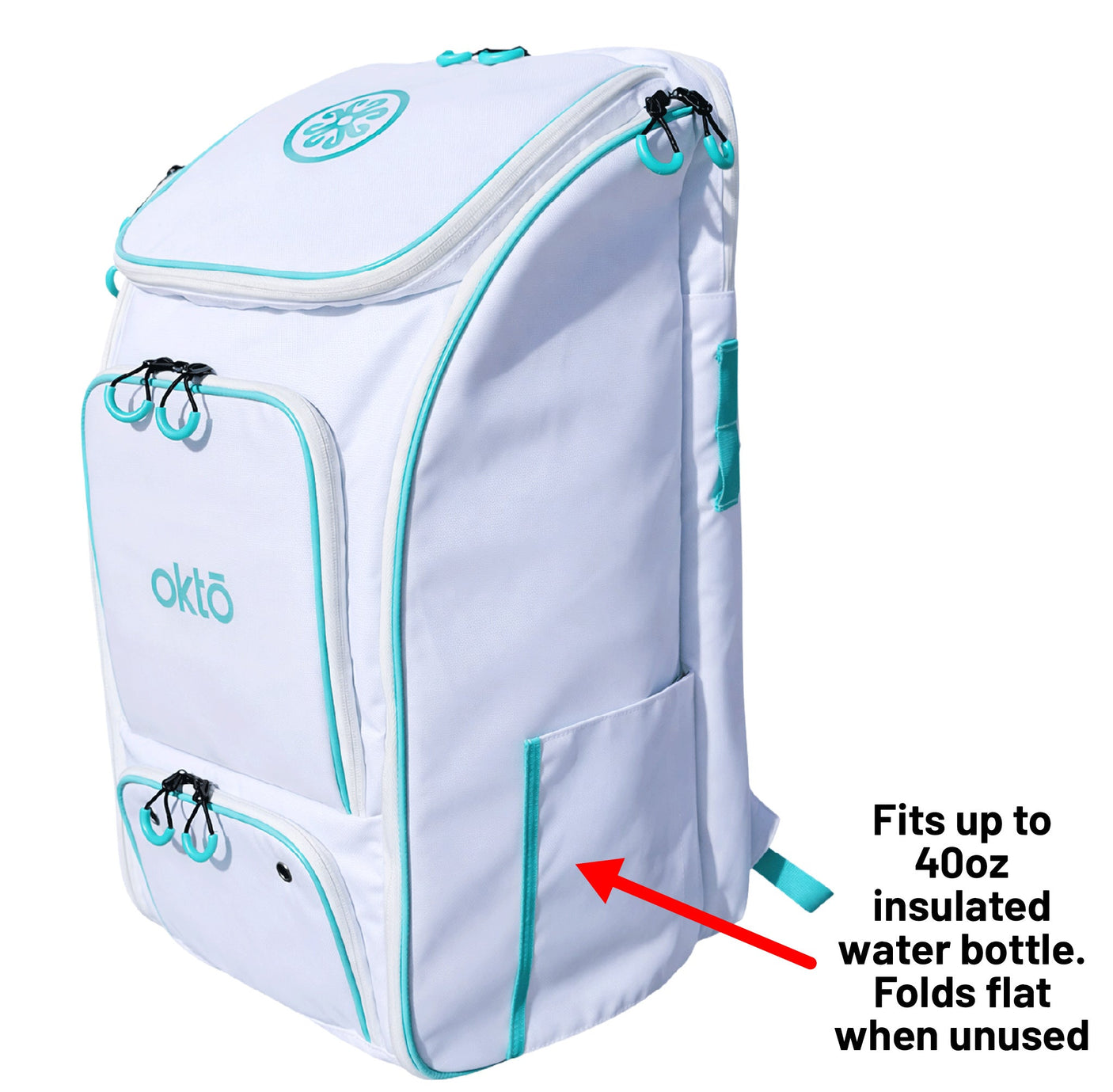Mochila Oktō Pro Elite para deportes de remo | Blanco y cerceta