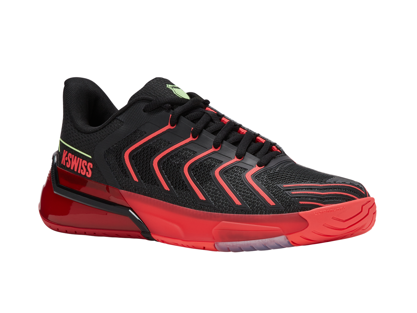 Zapatillas K-Swiss Ultrashot 4 para hombre | Negro/Lava neón/Pimiento picante