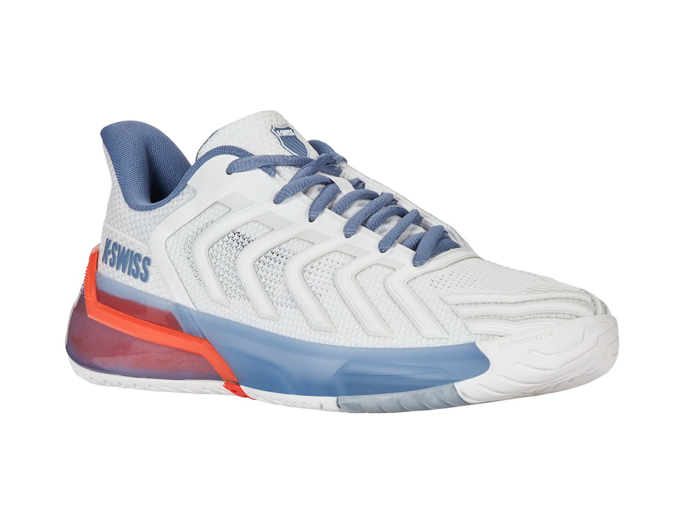 Zapatillas K-Swiss Ultrashot 4 para hombre | Blanco brillante/Infinito/Ibis escarlata