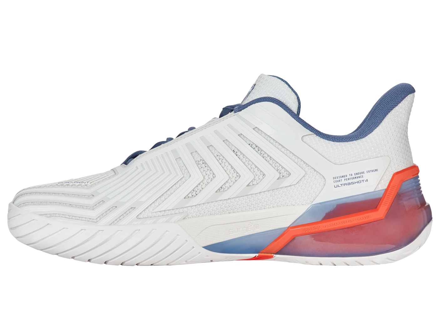 Zapatillas K-Swiss Ultrashot 4 para hombre | Blanco brillante/Infinito/Ibis escarlata