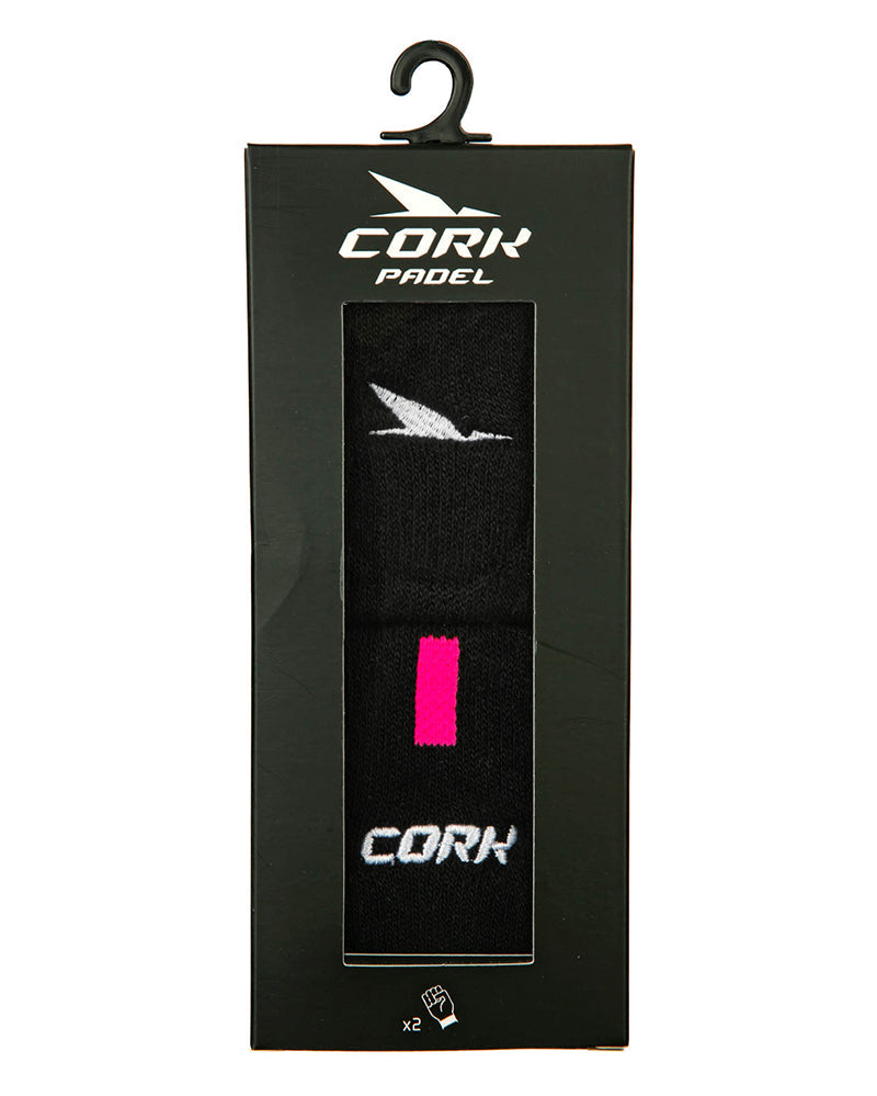Cork Padel Women Sport Wristbands Black/Pink