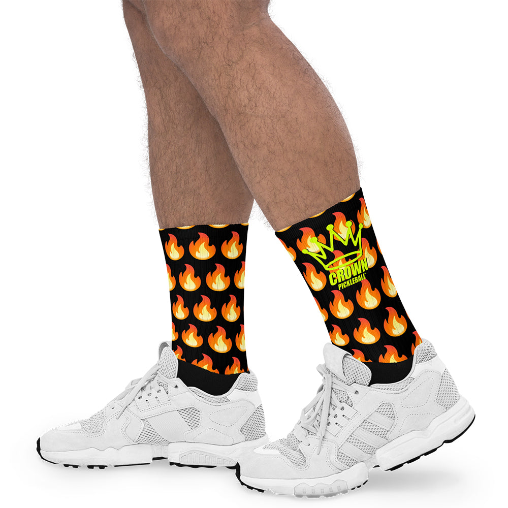 CROWN PICKLEBALL - Flame Socks (Black)