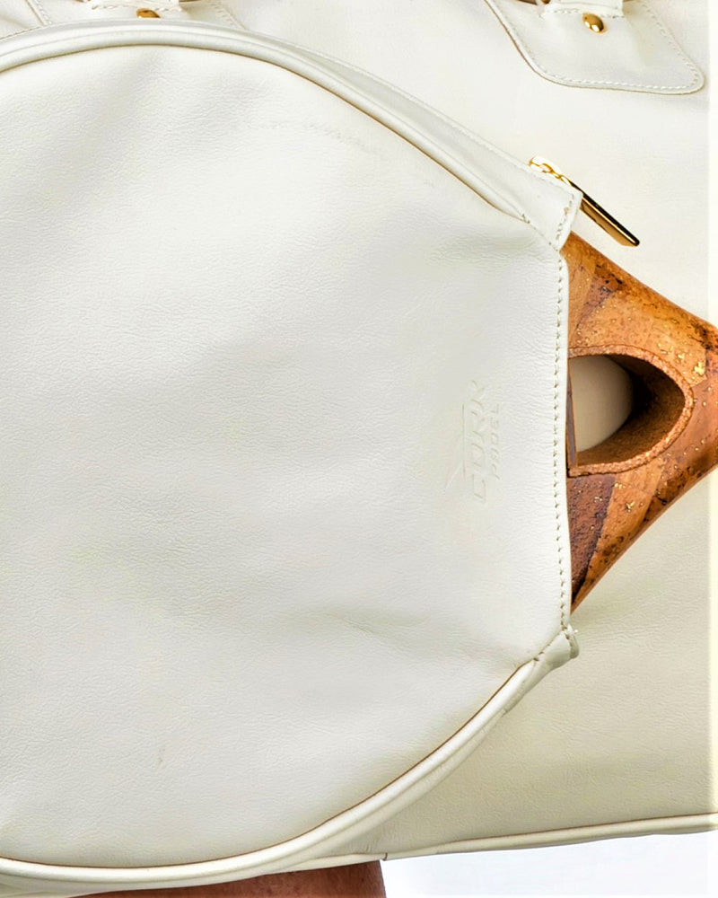 Cork Padel Vintage Leather Handbag White