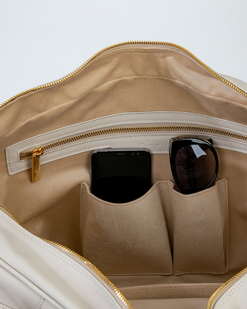 Cork Padel Vintage Leather Handbag White