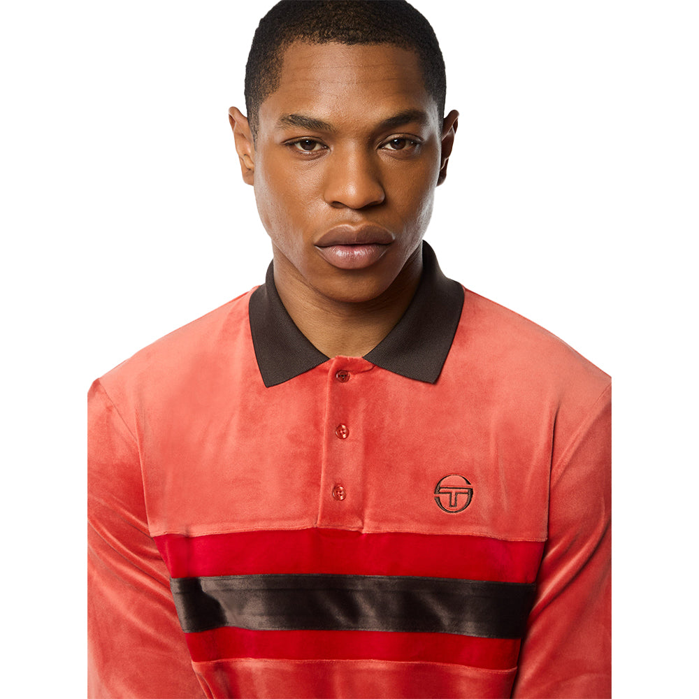 Sergio Tacchini Banda Velour Polo - Hot Sauce