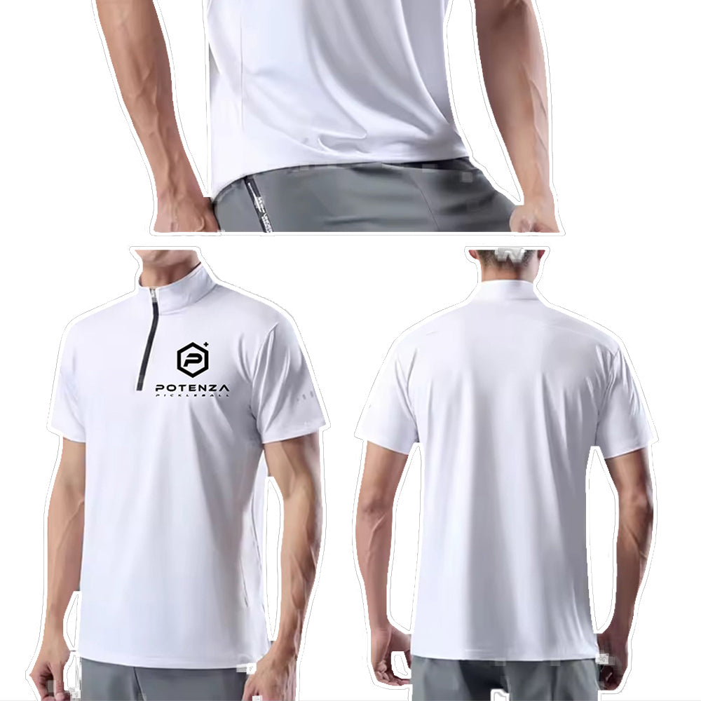 Potenza Pickleball - Sport Athletic Polo (Quarter Zip Collar) WHITE