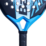 Babolat Air Vertuo 2.6 handle detail with black grip and Babolat buttcap