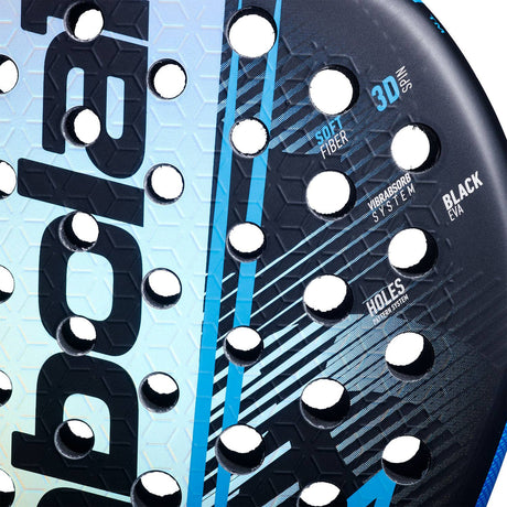 Babolat Air Vertuo 2.6 face detail showing drilled pattern and surface texture