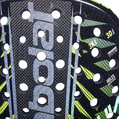 Babolat Counter Viper 2.6 face close-up showing carbon weave and hole layout
