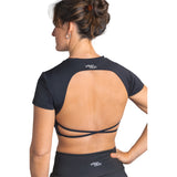 Urban Court - Black Open-back Performance Crop Top