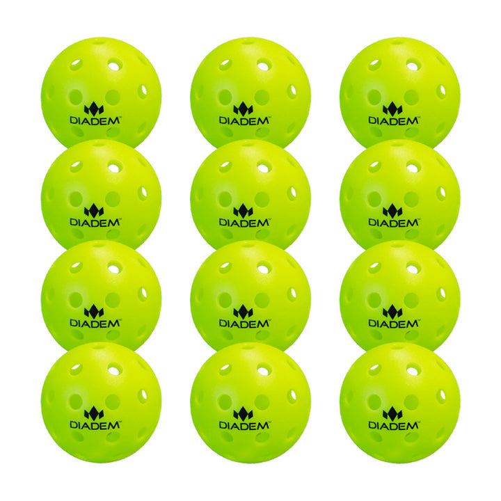Diadem Premier 40 Pickleballs - Outdoor Balls 40 Holes - 12 Pack