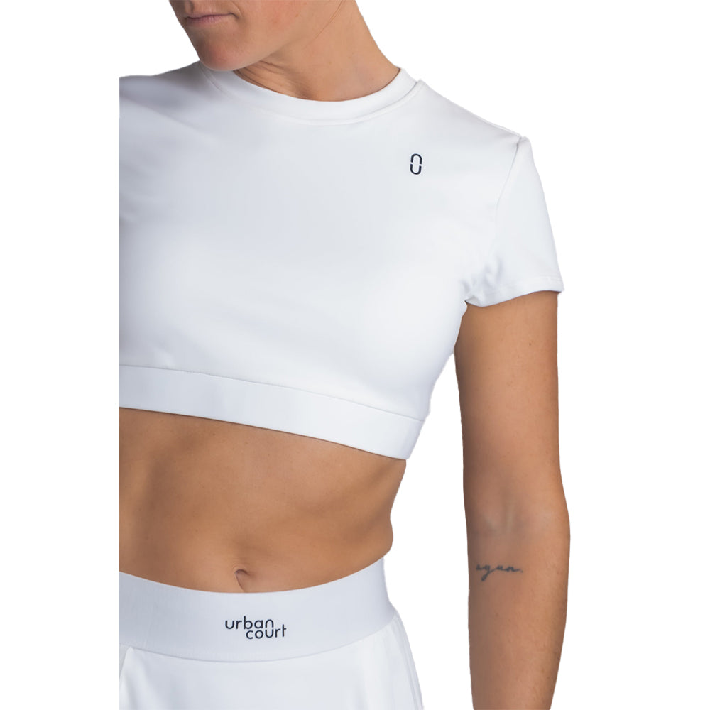 Urban Court - White Open-back Performance Crop Top