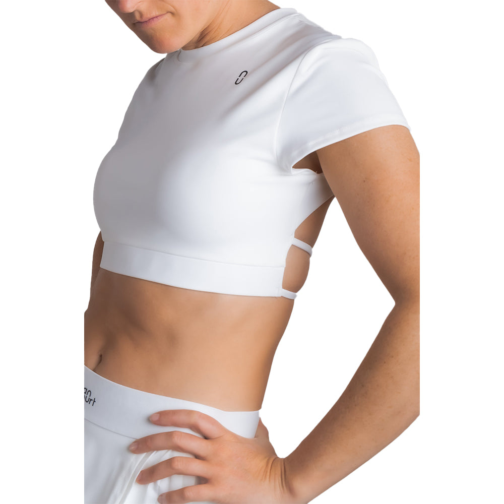 Urban Court - White Open-back Performance Crop Top