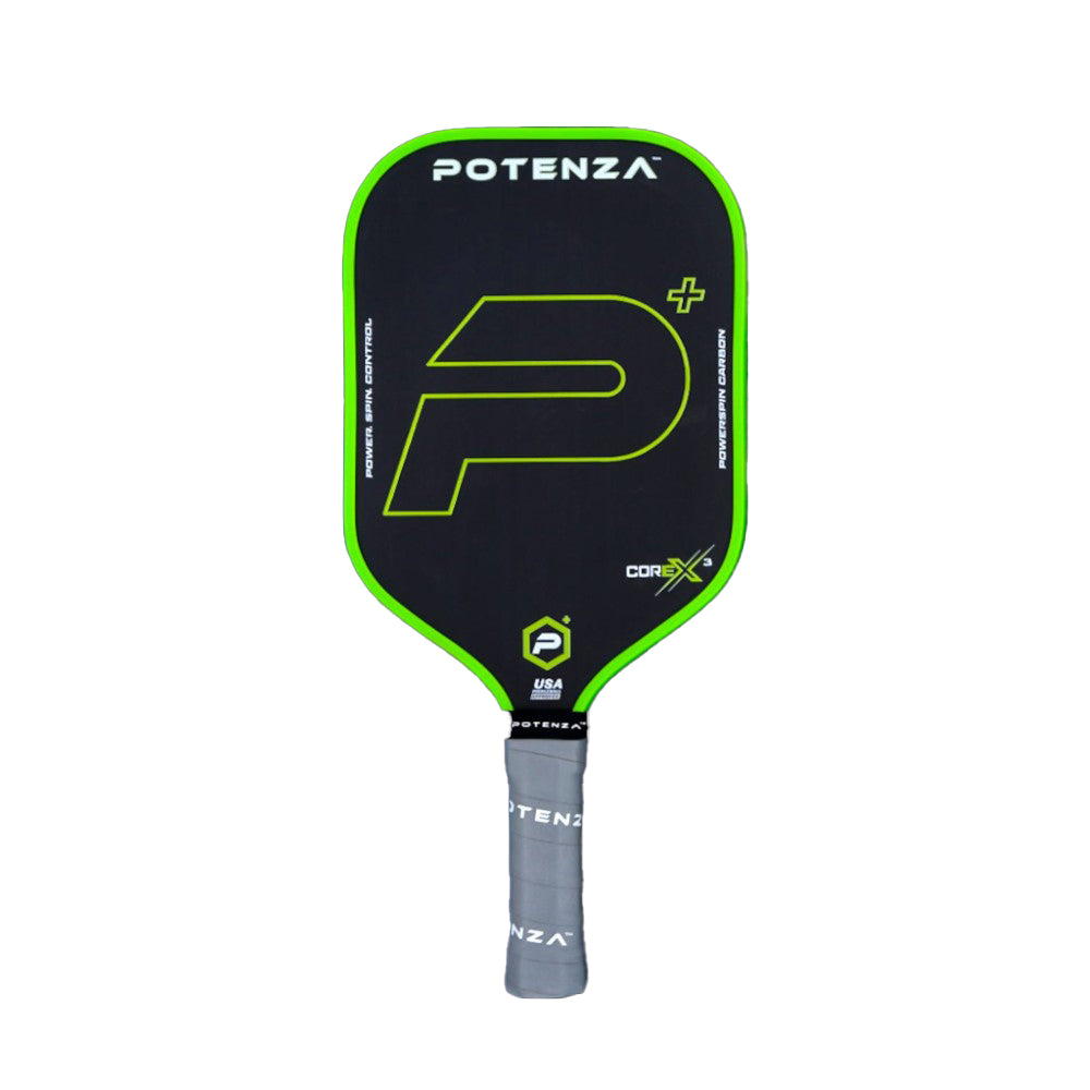 Potenza Pickleball P+ PowerSpin Carbon COREx3 Pickleball Paddle | Neon Green