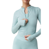 Astoria CONTOUR Ribbed Seamless Zip Up - Seafoam