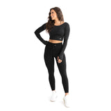 Astoria LIVE LUXE Crossed Sleeve Crop - Black