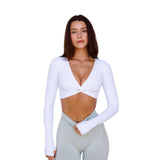Astoria LIVE LUXE Front Crossed Sleeve Crop - White