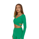 Astoria BALANCE Crossover Sleeve Crop - Palm Green
