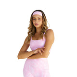 Astoria LUXE BALANCE Ruched Sports Crop - Pink Gingham