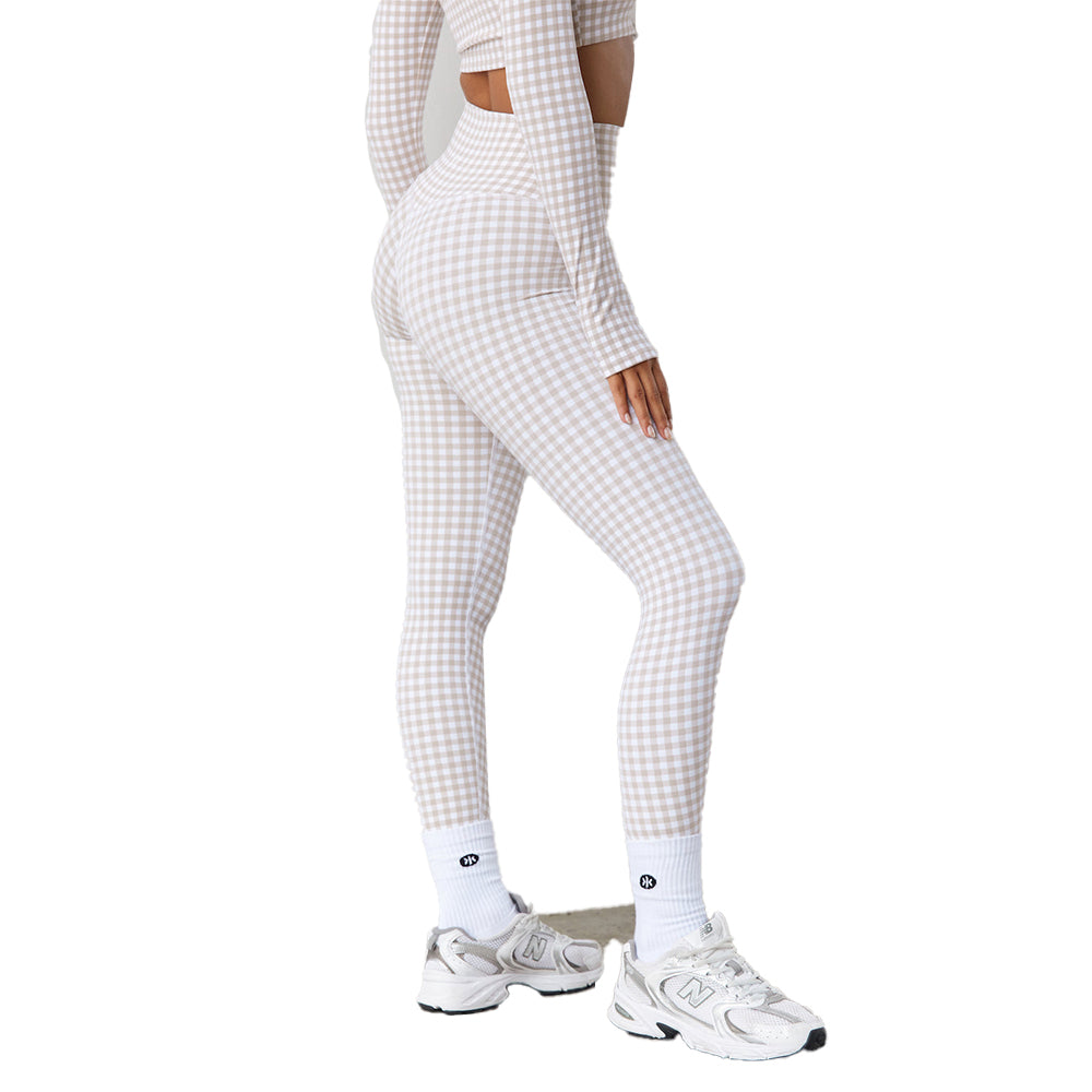 Astoria LUXE BALANCE Full Length Legging - Beige Gingham