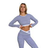 Astoria LUXE BALANCE Staple Sleeved Crop - Blue Lattice