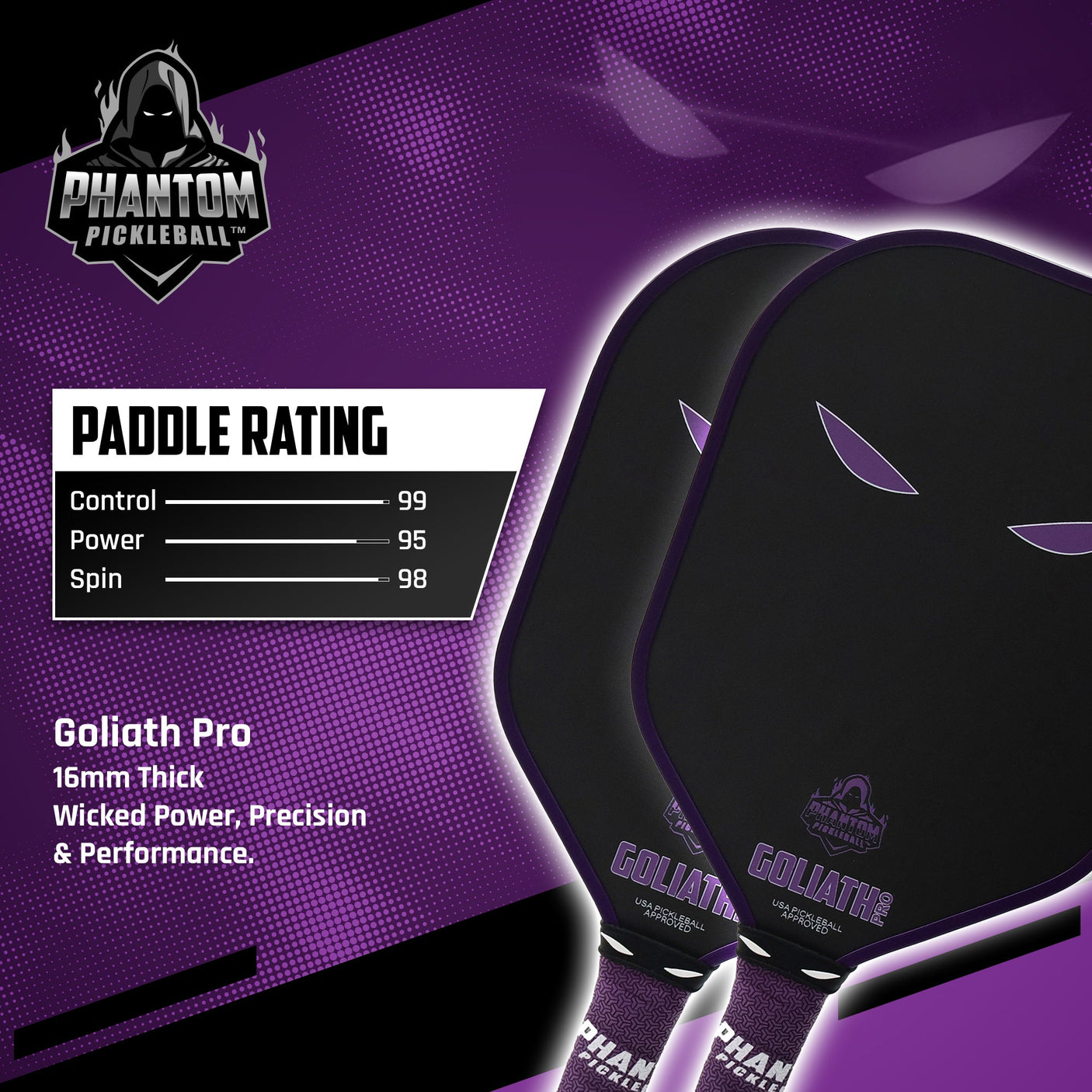 Phantom Pickleball Goliath Pro 16mm & Premium Cover