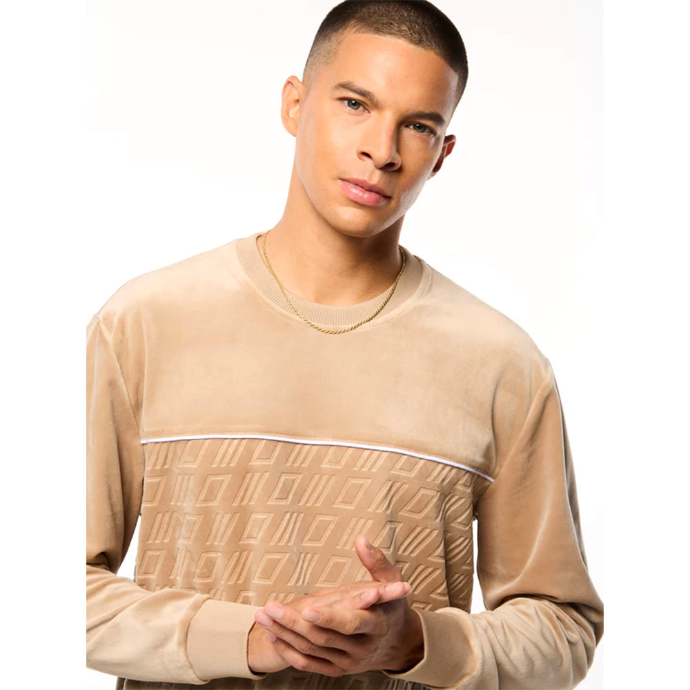 Sergio Tacchini Bandiera Debossed Velour Crewneck | Humus