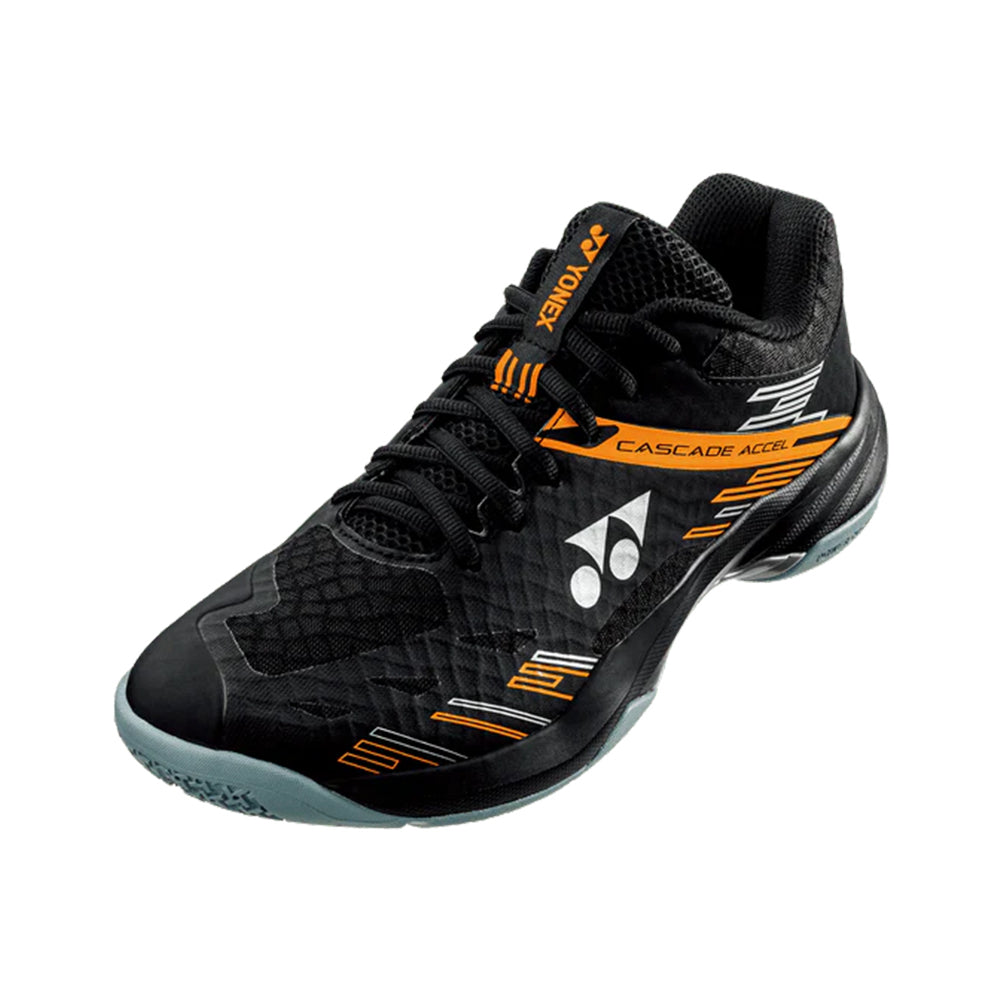 Yonex Badminton Shoe Power Cushion Cascade Accel Wide Unisex (Black/Orange)