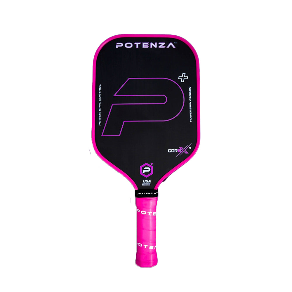 Potenza Pickleball P+ PowerSpin Carbon COREx3 Pickleball Paddle | Neon Pink